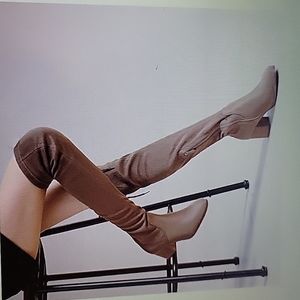 Dream Pairs Laurence brown suede over the knee boots chunky heel stretch 7 NEW…